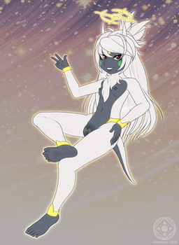 5_toes anthro anthrofied areola biped breasts clitoris clitoris_piercing feet female female_anthro fingernails floating genital_piercing genitals glowing hair halo humanoid_feet innie_vulva looking_at_viewer nails navel nipples nude nude_anthro nude_female piercing plantigrade plump_labia pokemorph red_eyes small_breasts soles solo toenails toes vulva white_hair young young_anthro young_female tanukiarts nintendo pokemon arceus generation_4_pokemon legendary_pokemon pokemon_(species) colored digital_media_(artwork) hi_res