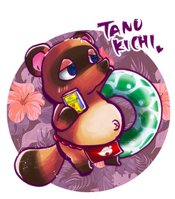 anthro asian_clothing belly blush brown_body brown_fur chibi clothing east_asian_clothing fundoshi fur japanese_clothing kemono male overweight overweight_anthro overweight_male solo text underwear rayapon animal_crossing nintendo tom_nook_(animal_crossing) canid canine mammal raccoon_dog tanuki 2020