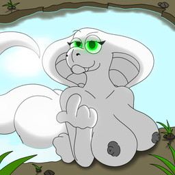 anthro beckoning big_breasts breasts female gesture glowing glowing_eyes green_eyes grey_body grey_nipples lake looking_at_viewer nipples non-mammal_breasts non-mammal_nipples partially_submerged solo water akamz_303 akamz_(akamz_303) cobra reptile scalie snake 1:1 hi_res