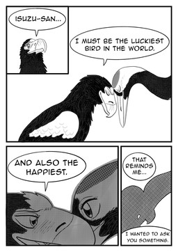 black_body black_feathers dialogue duo feathers female feral heads_together silhouette simple_background speech_bubble text white_body white_feathers comixqueen akiko_(comixqueen) isuzu_(comixqueen) accipitrid accipitriform avian bird crane_(bird) eagle gruiform grus_(genus) red-crowned_crane sea_eagle steller's_sea_eagle 2025 black_and_white comic english_text hi_res monochrome