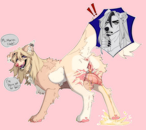 animal_genitalia animal_penis animal_vulva anthro anus bodily_fluids canine_genitalia canine_penis canine_vulva dialogue erection feral genital_fluids genitals herm intersex leg_scar peeing penis piercing presenting rear_view scar solo talking_feral talking_to_another thigh_scar urine vulva dieudior mythology basil_gray marius_(dieudior) canid canine canis domestic_dog dragon hybrid mammal mythological_creature mythological_scalie scalie absurd_res hi_res