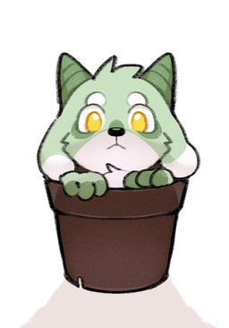 ambiguous_gender anthro black_nose cheek_tuft facial_tuft floppy_ears front_view fur glistening glistening_eyes green_body green_fur green_horn head_tuft horn looking_at_viewer mouth_closed simple_background solo tuft unsigned white_background yellow_eyes asnnonaka takenoko_(asnnonaka)