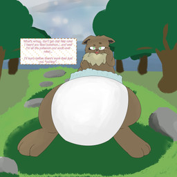 big_diaper dialogue diaper exhibitionism exposed_diaper feral hand_in_diaper interspecies inviting inviting_to_sex inviting_viewer low-angle_view pokephilia standing_over text worm's-eye_view srcfur nintendo pokemon eevee generation_1_pokemon pokemon_(species) 1:1 absurd_res english_text hi_res