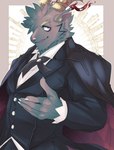 anthro black_body black_clothing black_fur butler clothing eyebrows fur horn looking_at_viewer male muscular muscular_anthro muscular_male solo thick_eyebrows izm_rm7 lifewonders tokyo_afterschool_summoners mephistopheles_(tas) bovid caprine goat mammal hi_res