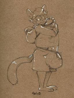 anthro backpack balls big_balls big_penis bottomwear clothed clothing erection erection_under_clothing genitals huge_penis hyper hyper_genitalia hyper_penis male penis plantigrade shirt shorts solo standing topwear saphiros domestic_cat felid feline felis mammal hi_res