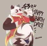 anthro black_body black_fur bulge clothed clothing fur kemono male overweight overweight_anthro overweight_male red_eyes solo text tongue tongue_out underwear white_body white_fur masshiro fanfan bear giant_panda mammal 2020 hi_res