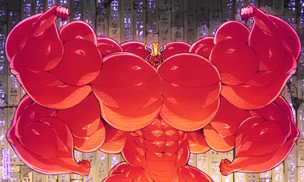 big_muscles flexing huge_muscles hyper hyper_muscles male muscular muscular_male solo orkatexu asian_mythology east_asian_mythology japanese_mythology mythology demon humanoid oni yokai 5:3 digital_media_(artwork) hi_res