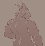 anthro biceps butt ear_piercing ear_tag female horizontal_pupils horn looking_back muscular muscular_anthro muscular_female nude piercing pupils solo tongue tongue_out ni_draw coffee_stain_studios epic_games fortnite goat_simulator pilgor_(goat_simulator) bovid caprine goat mammal 2023 monochrome sepia sketch unavailable_at_source