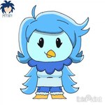 anthro beady_eyes beak black_eyes blue_body blue_bottomwear blue_clothing blue_feathers blue_hair blue_pants blue_shirt blue_topwear bottomwear clothed clothing feathers feet female fully_clothed hair logo pants shirt simple_background smile solo spinning topwear white_background yellow_beak yellow_feet unknown_artist undertale_yellow martlet_(undertale_yellow) avian bird 1:1 animated artist_logo cel_shading digital_media_(artwork) ibispaint_(artwork) shaded short_playtime