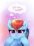 blue_body blush female feral hair heart_symbol looking_at_viewer multicolored_hair rainbow_hair smile solo thought_bubble confetticakez friendship_is_magic hasbro my_little_pony rainbow_dash_(mlp) equid equine horse mammal pony hi_res