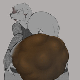 anthro big_diaper bottomwear clothing diaper feces female fluffy fluffy_tail pants relieved soiled_diaper soiling solo squish tail unclean_diaper used_diaper using_diaper warm heathermactavish canid canine mammal 1:1 hi_res