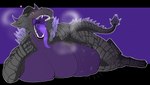 ambiguous_gender ambiguous_prey anthro belly big_belly big_breasts blush bodily_fluids breasts drooling female female_pred horn nude open_mouth oral_vore saliva simple_background solo tail tongue tongue_out vore securipun mythology dragon mythological_creature mythological_scalie scalie 2025 hi_res