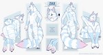 anthro arctic fluffy male paws solo stripes text thick_thighs sabuky zax_(zwalexan) canid canine domestic_cat felid feline felis fox hybrid mammal tabby_cat absurd_res english_text hi_res model_sheet