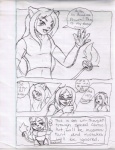 anthro clothed clothing crossdressing dialogue femboy male solo text theblackrook acacia_prium felid lion mammal pantherine black_and_white comic english_text monochrome pen_(artwork) sketch traditional_media_(artwork)