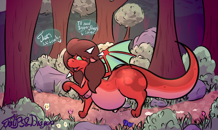 areola belly big_belly big_breasts big_butt bodily_fluids breasts busty_feral butt cum cum_inside cum_plugged dialogue female feral forest forest_background genital_fluids hair hanging_belly horn huge_belly huge_butt leaking_cum looking_at_viewer nature nature_background nipples nude onomatopoeia open_mouth outside plant slosh sloshing_belly smile solo sound_effects tail text thick_thighs tongue tree wide_hips wings tulipsanddragons mythology tulip_(tulipsanddragons) dragon mythological_creature mythological_scalie scalie colored digital_drawing_(artwork) digital_media_(artwork) english_text hi_res shaded signature