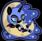 armor chibi female headgear helmet horn lying moon solo star wings jadedjynx friendship_is_magic hasbro my_little_pony mythology nightmare_moon_(mlp) equid equine mammal mythological_creature mythological_equine winged_unicorn 2017 absurd_res alpha_channel hi_res