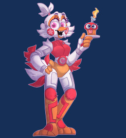 anthro beak beakstick breasts cheek_tuft eyeshadow facial_tuft feathers female furgonomics hair head_tuft heart_eyes heart_symbol lipstick looking_at_viewer machine makeup markings multicolored_body pink_eyes ponytail red_markings simple_background solo speaker standing tail tail_feathers transparent_background tuft eggy-b-official five_nights_at_freddy's freddy_fazbear's_pizzeria_simulator scottgames funtime_chica_(fnaf) funtime_cupcake_(fnaf) animatronic avian bird chicken galliform phasianid robot alpha_channel hi_res signature