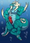 2012 animal_genitalia anthro asian_mythology big_muscles big_penis blush bodily_fluids bubble claws clenched_teeth cum cum_in_water cum_underwater dragon east_asian_mythology eastern_dragon erection fur genital_fluids genital_slit genitals hi_res horn kemono kyuuhari male muscular muscular_anthro muscular_male mythological_creature mythological_scalie mythology penis scalie solo tail teeth thick_penis underwater vein veiny_penis water