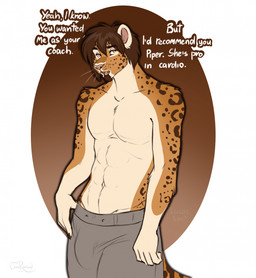 abs anthro biped claws clothed clothed_anthro clothed_male clothing countershade_torso countershading fingers front_view fur hair looking_at_viewer male navel partially_clothed partially_clothed_anthro partially_clothed_male simple_background solo spots standing tail teeth text tongue topless topless_anthro topless_male rimann felid leopard mammal pantherine 2026 digital_drawing_(artwork) digital_media_(artwork) english_text hi_res