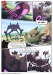 anthro clothing death dialogue dust female fight male outside text ttux3 nintendo pokemon roman_(ttux3) caterpie chesnaught generation_1_pokemon generation_3_pokemon generation_4_pokemon generation_6_pokemon lucario pokemon_(species) sableye colored comic english_text hi_res url