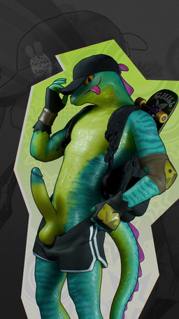anthro backpack balls baseball_cap bottomwear bottomwear_down clothed clothing erection fingerless_gloves genitals glans gloves green_body green_scales handwear hat headgear headwear humanoid_genitalia humanoid_penis male mostly_nude_anthro mostly_nude_male partially_clothed penis scales shorts shorts_down shorts_only skateboard skater solo standing tail tongue tongue_out topless vehicle dollymolly323 epic_games fortnite lizzik_(fortnite) lizard reptile scalie 3d_(artwork) 4k 9:16 absurd_res digital_media_(artwork) hi_res