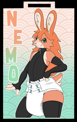 abstract_background ageplay anthro big_diaper clean_diaper closed_smile clothed clothing diaper female female_anthro fur glistening glistening_eyes green_eyes hair infantilism long_ears long_hair looking_at_viewer mouth_closed orange_body orange_ears orange_fur orange_hair roleplay smile solo standing wearing_diaper white_diaper hardscales lagomorph leporid mammal rabbit absurd_res hi_res portrait three-quarter_portrait