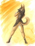 anthro biped butt digitigrade female fur genitals nude pussy solo standing cadmiumtea north_shepherd canid canine canis domestic_dog german_shepherd herding_dog mammal pastoral_dog painting_(artwork) traditional_media_(artwork) watercolor_(artwork)