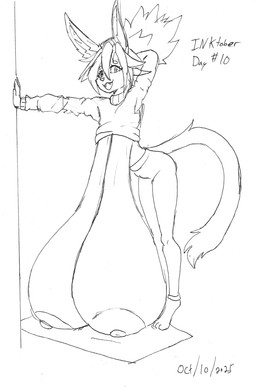 3_toes anthro areola arm_support barefoot big_areola big_breasts big_ears big_nipples biped bottomwear breasts cat_tail clothed clothing clothing_lift count cute_fangs day_count digitigrade eyebrows fangs feet female fluffy_ears hair hair_between_eyes huge_breasts hyper hyper_breasts inner_ear_fluff leaning leaning_forward leaning_on_wall nipples open_mouth open_smile pants sagging_breasts simple_background smile smiling_at_viewer solo sweater sweater_lift teeth text thin_legs toes top_heavy topwear tuft turtleneck white_background yoga_mat yoga_pants vant_talon inktober inktober_2025 fayh_(vant_talon) domestic_cat felid feline felis mammal 2025 black_and_white dated english_description english_text hi_res monochrome