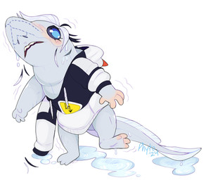 ambiguous_gender feral shrinking simple_background size_transformation solo tail transformation white_background phytophile aquatic chimaera_(fish) fish human mammal hi_res