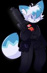 :3 absurd_res alpha_channel anthro arctic_fox black_bodysuit black_clothing black_skinsuit blue_body blue_ear_tips blue_ears blue_eyes blue_fur blue_tail blue_tail_tip bodysuit canada canadian_flag canid canine clothing dipstick_tail fox fur gas_mask girly gun hi_res ichbinturkisch knife male mammal markings mask military naidru nose_markings patch_(fabric) ranged_weapon shell_(projectile) shotgun shotgun_shell skinsuit skinsuit_bodysuit solo spas-12 tactical_belt tactical_bodysuit tactical_gear tail tail_markings tight_clothing topwear true_fox vest weapon white_body white_fur white_tail