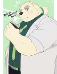 anthro belly belt clothing coat eyebrows eyewear fur glasses lab_coat male necktie overweight solo thick_eyebrows topwear white_body white_fur 44odosi lifewonders tokyo_afterschool_summoners leib_(tas) bear mammal polar_bear ursine absurd_res bust_portrait hi_res portrait