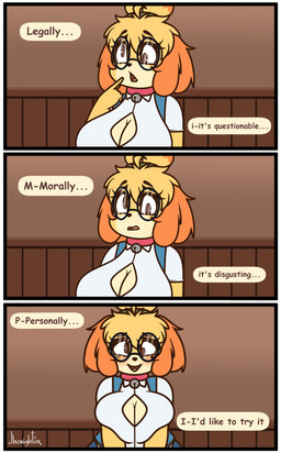 5_fingers anthro biped blush blush_lines border collar dialogue eyebrows eyelashes eyewear female female_anthro fingers glasses looking_at_viewer pose questioning solo speech_bubble talking_to_viewer white_border jhenightfox animal_crossing nintendo derpybelle isabelle_(animal_crossing) canid canine canis domestic_dog mammal shih_tzu toy_dog absurd_res colored comic detailed digital_drawing_(artwork) digital_media_(artwork) hi_res portrait