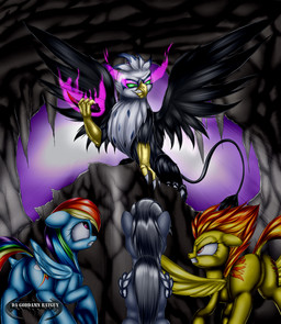 amber_eyes angry beak blue_body blue_feathers blue_fur butt claws corruption cutie_mark feathered_wings feathers featureless_crotch female feral frown fur glowing glowing_eyes green_eyes grey_body grey_fur grey_hair grin group hair horn male multicolored_hair pink_eyes possession rainbow_hair rape_face red_eyes sharp_teeth smile tail teeth two_tone_hair wing_boner wings yellow_body yellow_fur da_goddamn_batguy friendship_is_magic hasbro my_little_pony mythology captain_ray fan_character king_sombra_(mlp) rainbow_dash_(mlp) spitfire_(mlp) wonderbolts_(mlp) avian equid equine gryphon mammal mythological_avian mythological_creature mythological_equine pegasus hi_res