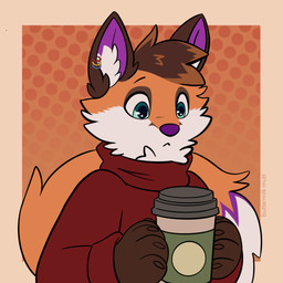 4_toes :< anthro big_tail blue_eyes brown_body brown_fur clothed clothing coffee_cup container cup ear_piercing feet fur holding_coffee_cup holding_container holding_cup holding_object male orange_background orange_body orange_fur piercing pink_background purple_body purple_fur rainbow_piercings red_clothing red_shirt red_topwear shirt simple_background solo sweater tail toes topwear turtleneck white_body white_fur buttermilk_mutt nyxiedraws mochafox_(itsmochafox) canid canine fox mammal red_fox true_fox 1:1 hi_res