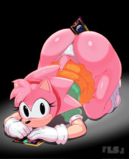accessory anthro ass_up big_butt black_background black_eyes black_nose bottomwear butt card clothing eyelashes female fur gloves green_clothing green_topwear hair_accessory hairband handwear head_tuft looking_at_viewer major_arcana object_between_cheeks orange_bottomwear orange_clothing orange_skirt panties pink_body pink_fur simple_background skirt solo strength_(tarot) tan_body tan_fur tarot tarot_card the_moon_(tarot) thick_thighs topwear tuft underwear white_clothing white_gloves white_handwear white_panties white_underwear wide_hips 1lastshadow1 classic_sonic_(universe) outcome_memories sega sonic_the_hedgehog_(series) classic_amy_rose eulipotyphlan hedgehog mammal hi_res