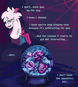 2_horns abstract_background anthro biped clothed clothed_anthro clothed_male clothing cute_fangs dialogue ellipsis eyewear fangs floppy_ears flower fur glasses head_tuft horn looking_at_viewer male pink_eyes pink_horn plant red_rose rose_(flower) snow snow_globe snowgrave solo talking_to_another teeth text tuft wearing_glasses white_body white_fur qwizibo deltarune undertale_(series) ralsei bovid caprine darkner goat mammal 2025 comic digital_drawing_(artwork) digital_media_(artwork) english_text hi_res