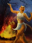 anthro bonfire dancing female fire fur muscular nature nature_background night outside plant simple_background smile solo speedpaint tree dimonis felid lion mammal pantherine 2021 3:4 colored hi_res signature watermark