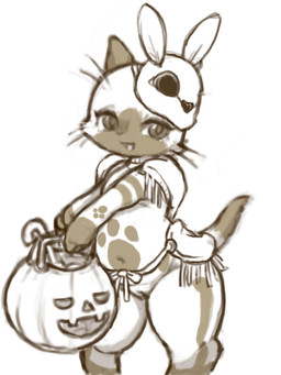 anthro biped candy candy_cane clothing curvy_figure dessert digitigrade dipstick_tail facial_markings female female_anthro food footprint front_view fur genitals gloves_(marking) halloween_bucket head_markings ineffective_clothing innie_vulva leg_markings markings mask mostly_nude mostly_nude_anthro mostly_nude_female multicolored_body multicolored_fur muzzle_(marking) navel pawprint pawprint_(marking) simple_background socks_(marking) solo tail tail_markings thick_thighs two_tone_body two_tone_fur vulva whiskers white_background diru capcom monster_hunter felid felyne lynian mammal palico 2024 3:4 digital_drawing_(artwork) digital_media_(artwork) hi_res monochrome sepia