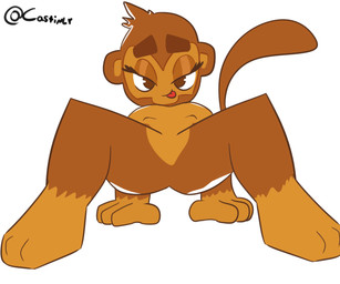 anthro bedroom_eyes big_butt breasts brown_body brown_fur butt crab_walk featureless_crotch female fur multicolored_body narrowed_eyes seductive simple_background small_breasts solo spread_legs spreading tail thick_thighs tongue tongue_out castinly bloons_tower_defense ninja_kiwi dart_monkey_(bloons) haplorhine mammal monkey primate 6:5 absurd_res hi_res