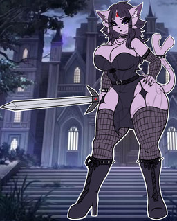 alternative_fashion anthro big_butt boots breasts butt claws clothing collar emo eyelashes eyeshadow female fishnet_clothing fishnet_legwear footwear gloves goth hair handwear high_heeled_boots high_heels knight leggings legwear long_hair looking_at_viewer makeup melee_weapon purple_body purple_eyes purple_hair shoes solo spikes sword tail thick_thighs warrior weapon wide_hips james_andromeda nintendo pokemon eeveelution espeon felid feline generation_2_pokemon mammal pokemon_(species) absurd_res digital_drawing_(artwork) digital_media_(artwork) digital_painting_(artwork) hi_res painting_(artwork)