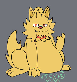 3_fingers 3_toes ambiguous_gender ambiguous_pred belly big_belly cheek_tuft chin_tuft digestion digestion_implied digestion_noises facial_tuft feet feral feral_pred fingers fur grey_background head_tuft looking_at_viewer neck_tuft orange_body orange_eyes orange_fur overweight simple_background sitting snaggle_tooth solo tail toes tuft vore yellow_body yellow_fur december_dreams nintendo pokemon pokemon_winds_and_waves canid canine generation_10_pokemon mammal pokemon_(species) pombon 2026 absurd_res hi_res