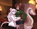 5_fingers anthro breasts brown_hair clothed clothing duo eyebrows eyelashes female fingers hair smile kittydee jenny_(ashkelling) lily_(lilysqueak) mammal mouse murid murine rodent sciurid tree_squirrel 2021 digital_media_(artwork)