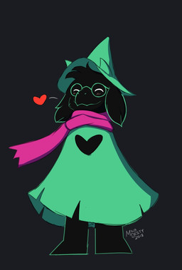 anthro barefoot biped black_body black_fur blush clothing eyes_closed eyewear feet floppy_ears fur glasses hat headgear headwear heart_symbol male robe scarf smile solo standing milodesty deltarune undertale_(series) ralsei bovid caprine darkner goat mammal 2018 hi_res