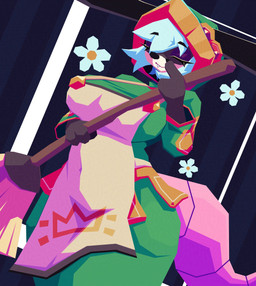 anthro apron big_breasts black_markings breasts broom cleaning_tool clothed clothing dress eyes_closed facial_markings female flower fully_clothed fur gloves_(marking) green_clothing green_dress hair head_markings hood markings mask_(marking) plant short_hair simple_background snaggle_tooth solo standing tail white_body white_fur white_hair wide_hips kappanana atlyss sally_(atlyss) american_opossum chang_(atlyss) mammal marsupial colored digital_media_(artwork) hi_res portrait shaded three-quarter_portrait