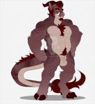 animal_genitalia anthro balls genitals looking_at_viewer male musclegut muscular muscular_anthro muscular_male nude pubes sheath smile solo standing tail tail_tuft tuft mxquill_(artist) mythology dragon hybrid mammal mythological_creature mythological_scalie scalie suine watermark