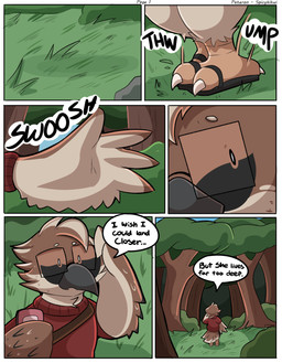 anthro beak book clothed clothing dialogue dot_eyes eyewear footwear glasses landing male nature plant sandals shoes simple_eyes solo spread_wings sweater talking_to_self topwear tree wearing_glasses winged_arms wings spicykiwi arthur_(spicykiwi) avian absurd_res comic hi_res story