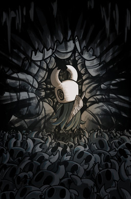 2_horns ambiguous_gender biped black_body cloak clothed clothing horn melee_weapon nail_(weapon) solo standing weapon weapon_on_back kumorage hollow_knight_(franchise) team_cherry the_knight_(hollow_knight) arthropod vessel_(species) 2026 hi_res