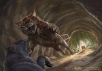 2019 amazing_background ambiguous_gender ambush attack blue_body blue_fur bluestar_(warriors) brown_body brown_fur cave chinese_text claws detailed detailed_background detailed_fur digital_media_(artwork) digital_painting_(artwork) domestic_cat felid feline felis female_(lore) feral firestar_(warriors) fluffy fur group inside lichen male_(lore) mammal official_art open_mouth orange_body orange_fur pawpads paws plant running scared shaded striped_body striped_fur stripes tabby_cat tail teeth text tigerstar_(warriors) tongue trio warriors_(book_series) whiskers zilven