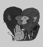 5_fingers claws duo fingers french_kissing kissing love lycanthropy male male/male transformation josephaconite mythology wolfman canid canine canis humanoid mammal mythological_canine mythological_creature werecanid werecanine werecreature werewolf wolf 2018 absurd_res digital_drawing_(artwork) digital_media_(artwork) greyscale hi_res monochrome