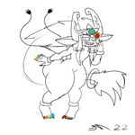 clothing fangs female fused_shadow grin headgear headwear leaning leaning_forward looking_at_viewer not_furry rainbow_claws smile solo teeth thick_thighs dirtymac nintendo the_legend_of_zelda twilight_princess midna imp 1:1 absurd_res hi_res line_art spot_color